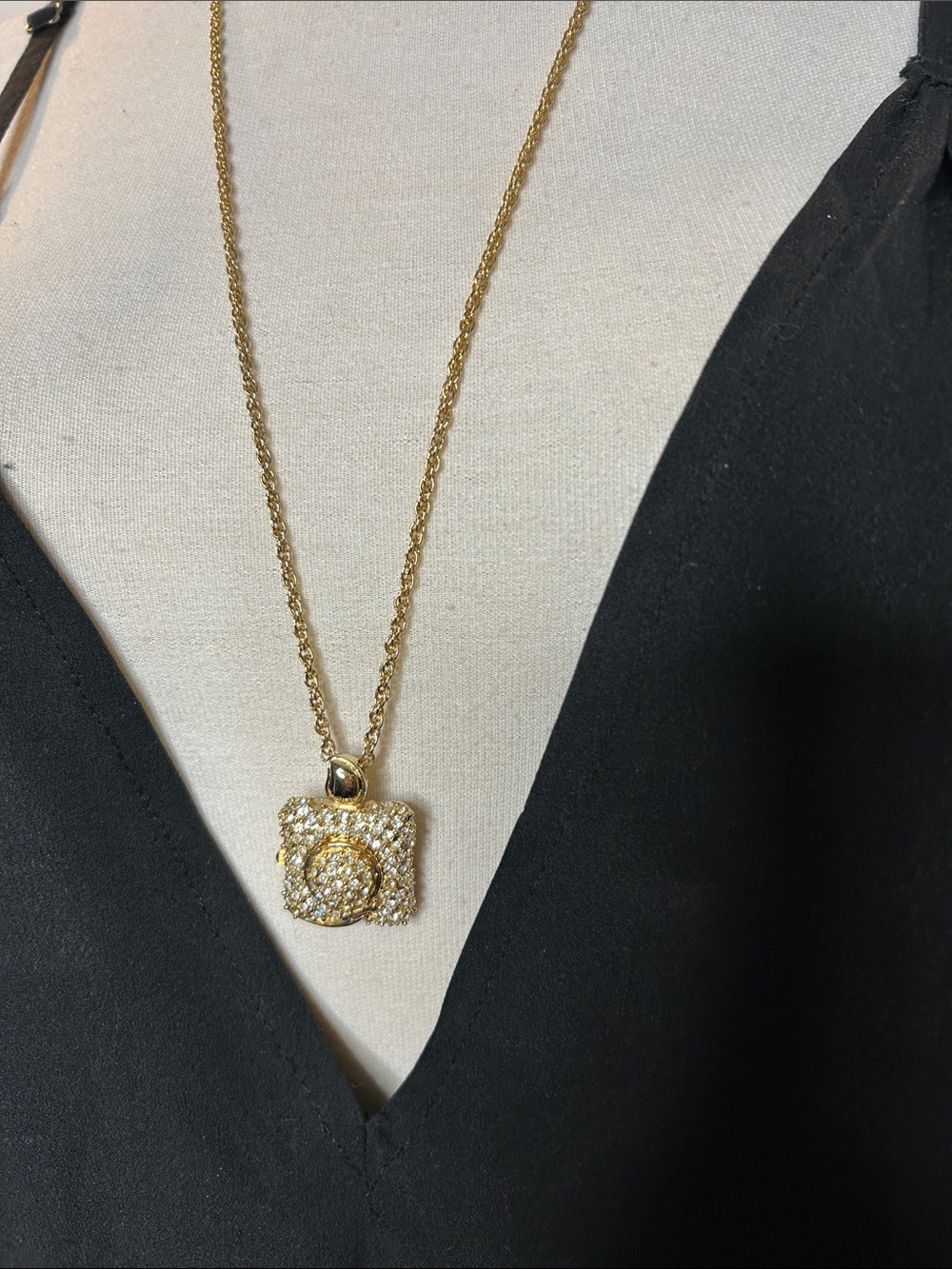 Gold Crystal Watch Pendant Necklace